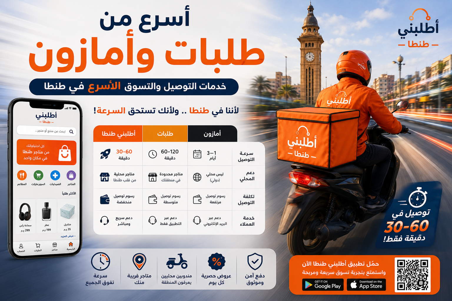 أسرع من طلبات وأمازون | خدمات التوصيل والتسوق الأسرع في طنطا